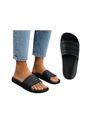 Athletic Works Black Slide Sandals Made In USA